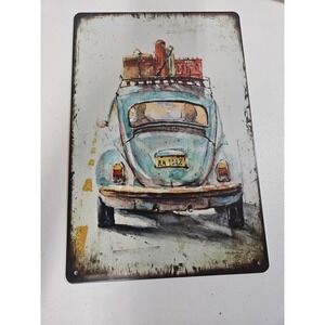 Vintage VW Beetle Car Metal Tin Sign 8x12 Retro Volkswagen Bug Wall Decor Garage